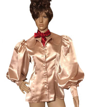 Load image into Gallery viewer, Peter-pan Collar Satin Puff Sleeve Blouse Shirt