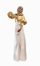 Load image into Gallery viewer, Gold Satin Balloon Sleeve Blouse