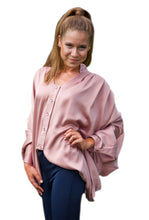 Load image into Gallery viewer, Dusty pink draped silk batwing top