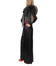 Load image into Gallery viewer, Sheer Ruched Sleeve Organza &amp; Satin  Bow Blouse
