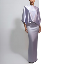 Load image into Gallery viewer, Dolman Sleeves Satin Dress