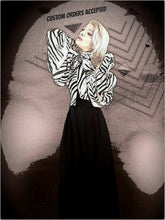 Load image into Gallery viewer, Pissy-Bow Zebra-Print Silk Georgette Balloon Sleeve Shirt