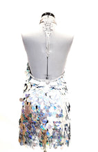 Load image into Gallery viewer, Silver sequined open back dress in sizes women XS S M L XL 2XL 3XL