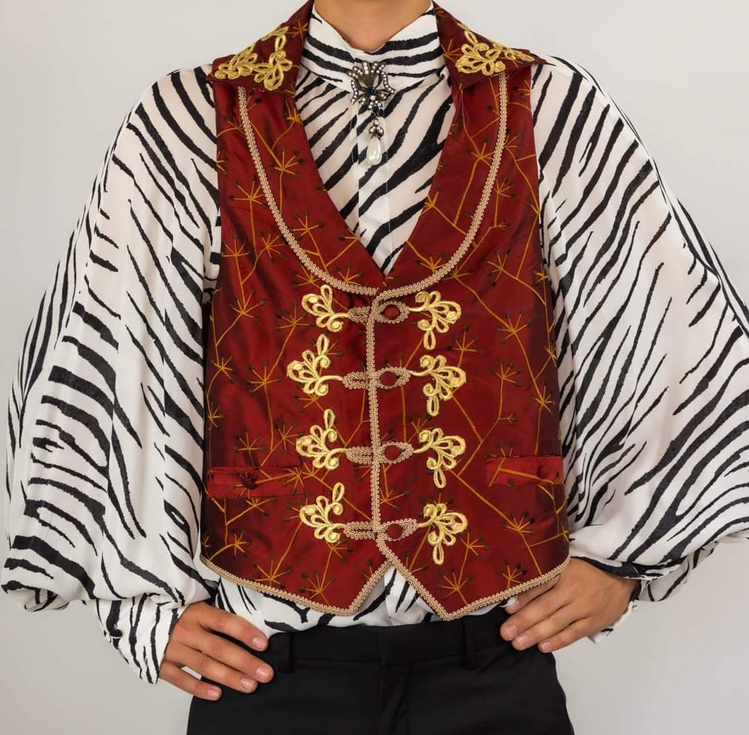 Men's Zebra Print Silk Georgette Raglan Shirt