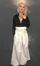 Load image into Gallery viewer, White high-rise cotton samurai trousers in sizes women XS S M L XL 2XL 3XL