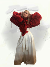 Load image into Gallery viewer, Ruffle -Trimmed Embellished Satin Blouse With  Silk Satin Faced Sleeves