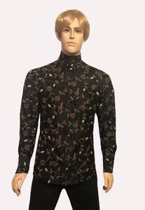 Men's Embroidered Silk Collarless Shirt