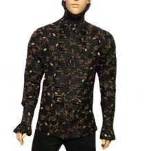 Load image into Gallery viewer, Men&#39;s Ruffle-Trimed Embroidery Silk Shirt