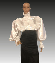 Load image into Gallery viewer, Satin Ruffle High-Neck Blouse