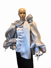 Load image into Gallery viewer, Ruffle Pussybow Satin&amp;Silk Organza Blouse