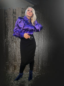 Satin Semi- Fitted Lapel Blouse