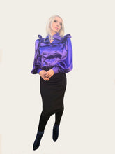 Load image into Gallery viewer, Satin Semi- Fitted Lapel Blouse