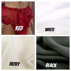 So Fine Chiffon French Knickers in Red With Satin Waist Band