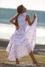 Load image into Gallery viewer, Romantic Embroidered Chiffon Drop Waist Long Dress