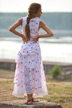 Load image into Gallery viewer, Romantic Embroidered Chiffon Drop Waist Long Dress