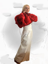 Load image into Gallery viewer, Red Frill Satin Shirt &amp; Extra Long Satin Faced Silk Organza Sleeves in sizes XS S M L XL 2XL 3XL 4XL