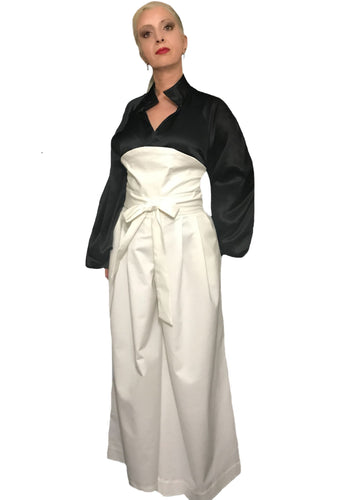 White high-rise cotton samurai trousers in sizes women XS S M L XL 2XL 3XL