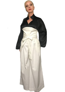 White high-rise cotton samurai trousers in sizes women XS S M L XL 2XL 3XL