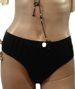 Silk Charmeuse Simple Knickers In Black with Lace Detailes On Back