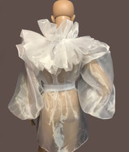 Load image into Gallery viewer, White ruffled organza blouse in sizes women XS S M L XL 2XL 3XL 4XL