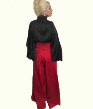 Load image into Gallery viewer, High-Rise Cotton Satin Palazzo Trousers In Tango Red Color