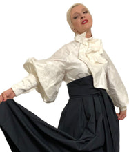 Load image into Gallery viewer, Loose- Fitting Balloon Sleeved Silk Dupioni Top Blouse