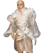 Load image into Gallery viewer, White ruffled organza blouse in sizes women XS S M L XL 2XL 3XL 4XL