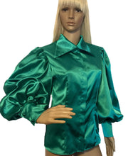 Load image into Gallery viewer, Victorian Satin Blouse With Hiden Front Buttons