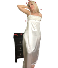 Load image into Gallery viewer, White Spaghetti Straps Slip Satin Gown