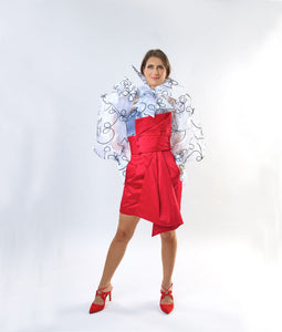 High Rise Cotton Satin Skirt