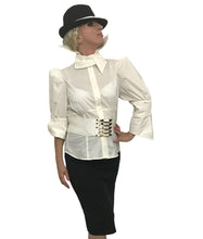 Load image into Gallery viewer, White Collar Details Cotton Puffy Blouse in SIZES XS S M L XL 2XL 3XL 4XL