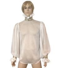 Load image into Gallery viewer, See- Through Chiffon &amp; Satin Men&#39;s Ruffles Dressy Shirt