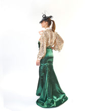 Load image into Gallery viewer, Balloon Sleeve Sequin Tiered Fringe Sheer Bow  Blouse