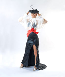 Bllack high waist shimering slit front skirt in women's sizes XS S M L XL 2XL 3XL