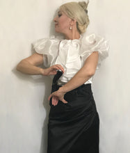Load image into Gallery viewer, Frilled Satin&amp; Chiffon Bow Back Blouse