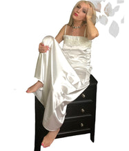 Load image into Gallery viewer, White Spaghetti Straps Slip Satin Gown