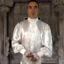 Load image into Gallery viewer, Mens 100% Silk Shirt with Detachable Jabot