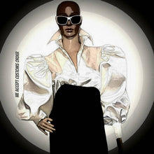 Load image into Gallery viewer, Cloose- Fitting Puff Sleeved Satin Blouse in XS S M L XL 2XL 3XL 4XL Sizes