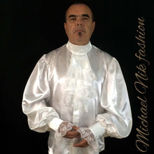 Load image into Gallery viewer, Silk Detachable Jabot with Lace Details