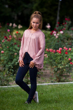 Load image into Gallery viewer, Dusty pink draped silk batwing top