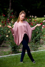 Load image into Gallery viewer, Dusty pink draped silk batwing top