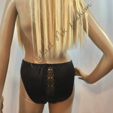 Load image into Gallery viewer, Silk Charmeuse Simple Knickers In Black with Lace Detailes On Back