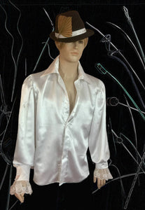English Regency Mens Satin Shirt in Sizes S M L XL 2XL 3XL