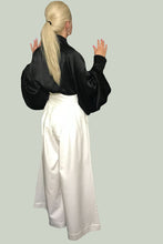 Load image into Gallery viewer, White high-rise cotton samurai trousers in sizes women XS S M L XL 2XL 3XL