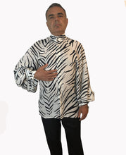 Load image into Gallery viewer, Men&#39;s Zebra Print Silk Georgette Raglan Shirt