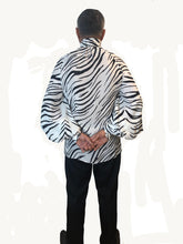 Load image into Gallery viewer, Men&#39;s Zebra Print Silk Georgette Raglan Shirt