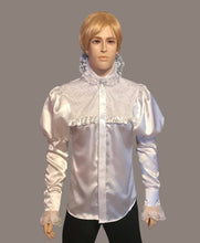 Load image into Gallery viewer, Men&#39;s Victorian Satin&amp; Lace Details Men Shirt