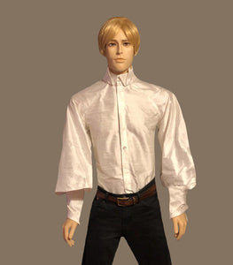 Men's Ivory Silk Dupioni French Baron Shirt