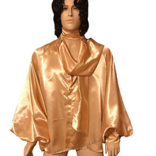 Load image into Gallery viewer, Men&#39;s Satin Raglan Sleeve Cravat Shirt in S M L XL 2XL 3XL