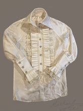 Load image into Gallery viewer, Ivory Long Sleeve Pleat Detail Silk Shirt